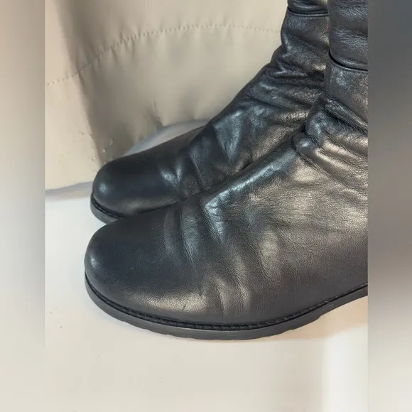 STUART WEITZMAN ICONIC 50/50 BLACK LEATHER OVER THE KNEE EASY PULL ON BOOTS SZ 7