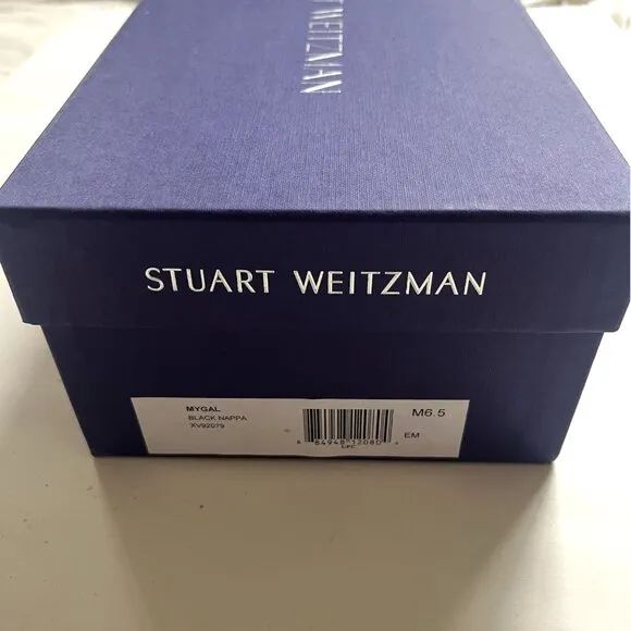 Stuart Weitzman MYGAL Black Nappa Studded Sandals 6.5