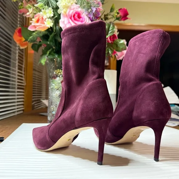 Stuart Weitzman Rapture Cabernet Suede Booties new size 12