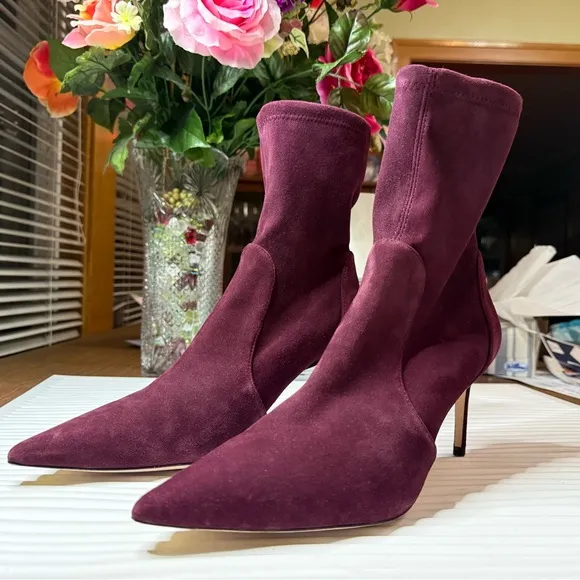 Stuart Weitzman Rapture Cabernet Suede Booties new size 12