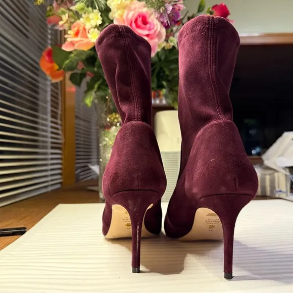 Stuart Weitzman Rapture Cabernet Suede Booties new size 12