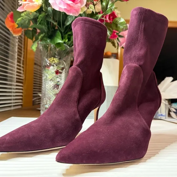 Stuart Weitzman Rapture Cabernet Suede Booties new size 12