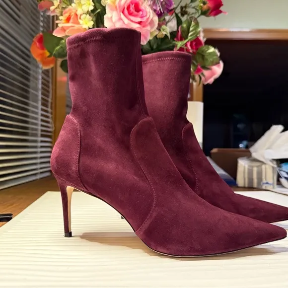 Stuart Weitzman Rapture Cabernet Suede Booties new size 12