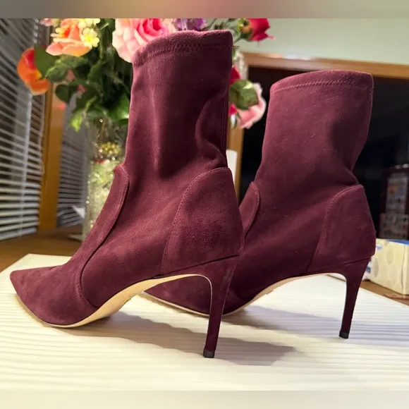 Stuart Weitzman Rapture Cabernet Suede Booties new size 12