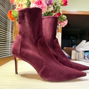 Stuart Weitzman Rapture Cabernet Suede Booties new size 12