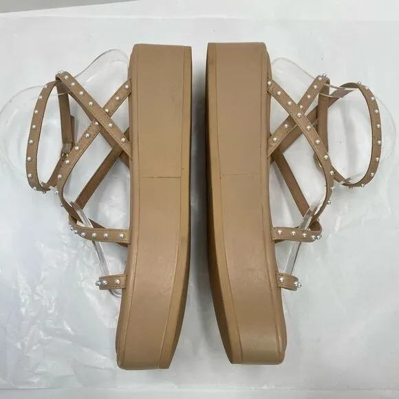 Stuart Weitzman Summerlift faux pearl embellished leather platforms sandals Wome