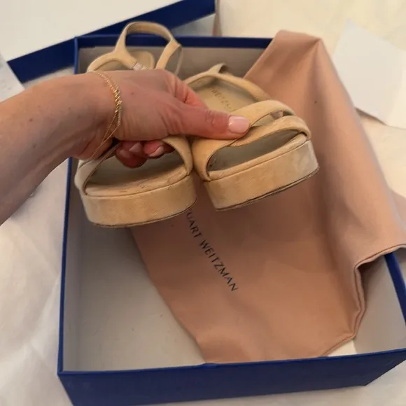 Stuart Weitzman Tan Dayna Platform Sandals