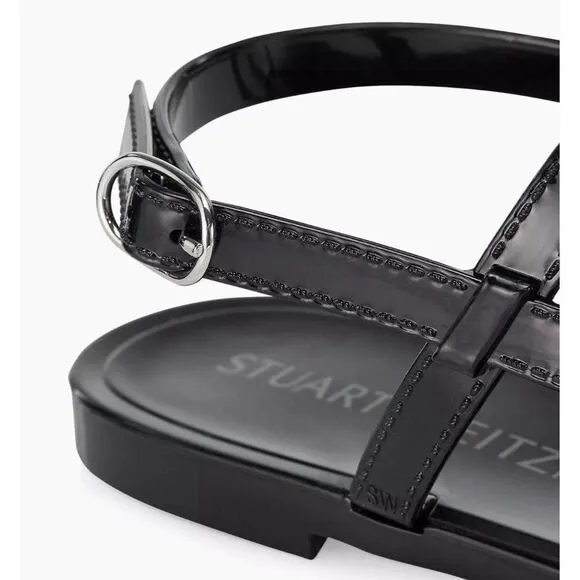stuart weitzman New Solid Black Jelly Flat Thong Sandals 7