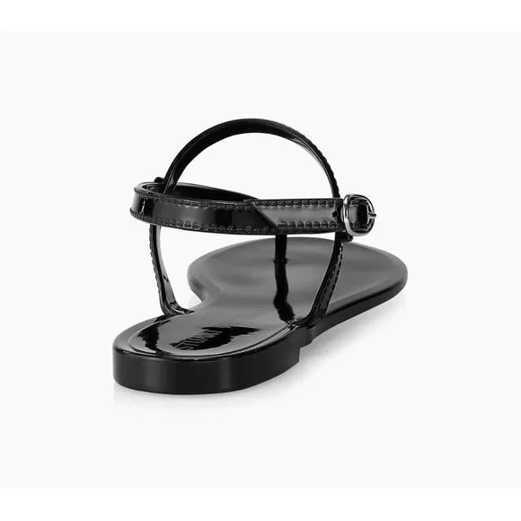 stuart weitzman New Solid Black Jelly Flat Thong Sandals 7