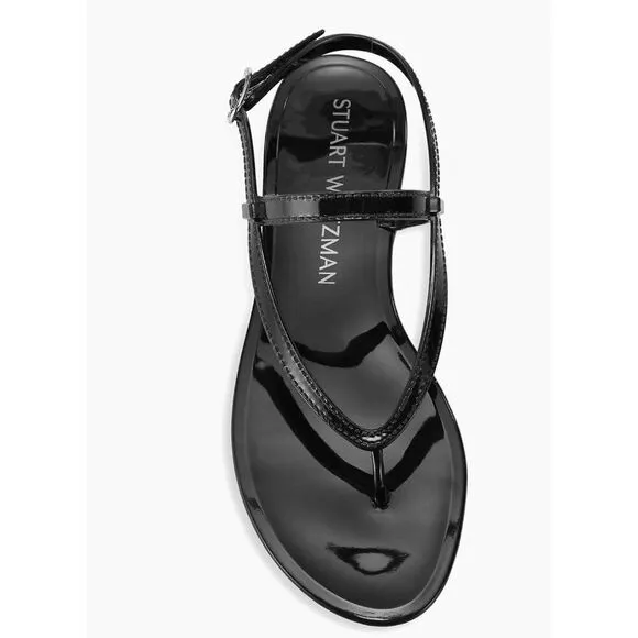 stuart weitzman New Solid Black Jelly Flat Thong Sandals 7