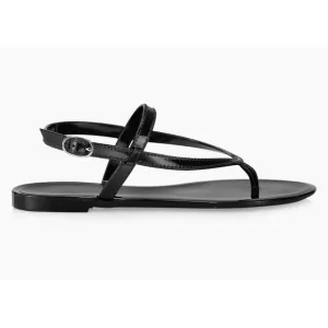 stuart weitzman New Solid Black Jelly Flat Thong Sandals 7