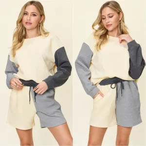 Style Shift Contrast Shorts Set - Cloud