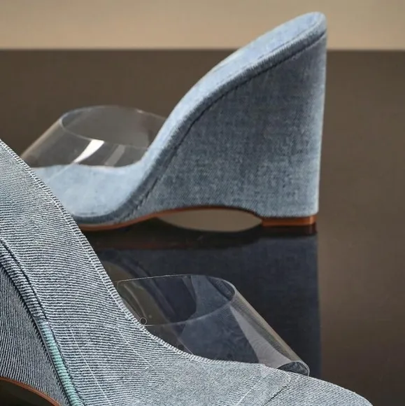 Stylish Denim Wedge Heels