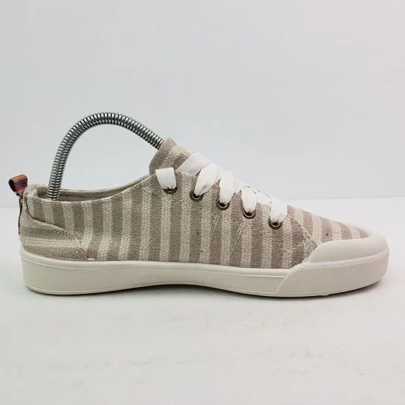 Sugar Festival Womens Size 8.5 Nat Met Stripe Lace Up Casual Sneaker Shoes