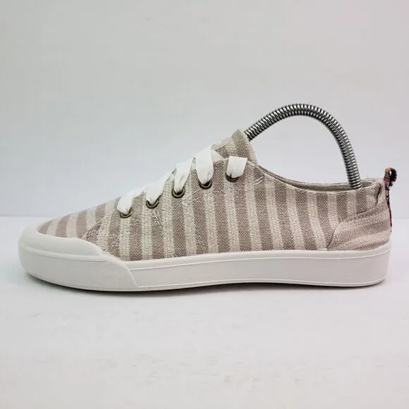 Sugar Festival Womens Size 8.5 Nat Met Stripe Lace Up Casual Sneaker Shoes