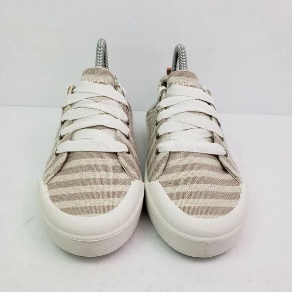 Sugar Festival Womens Size 8.5 Nat Met Stripe Lace Up Casual Sneaker Shoes