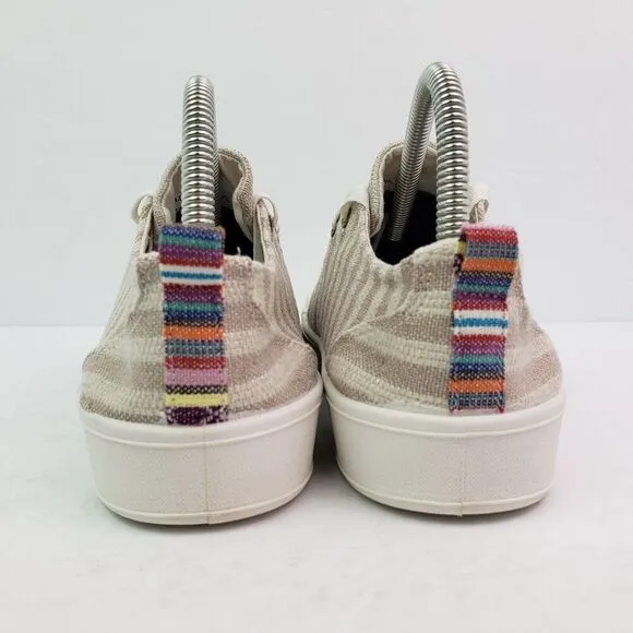 Sugar Festival Womens Size 8.5 Nat Met Stripe Lace Up Casual Sneaker Shoes