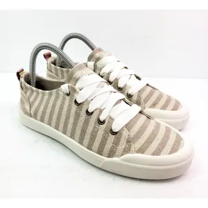 Sugar Festival Womens Size 8.5 Nat Met Stripe Lace Up Casual Sneaker Shoes