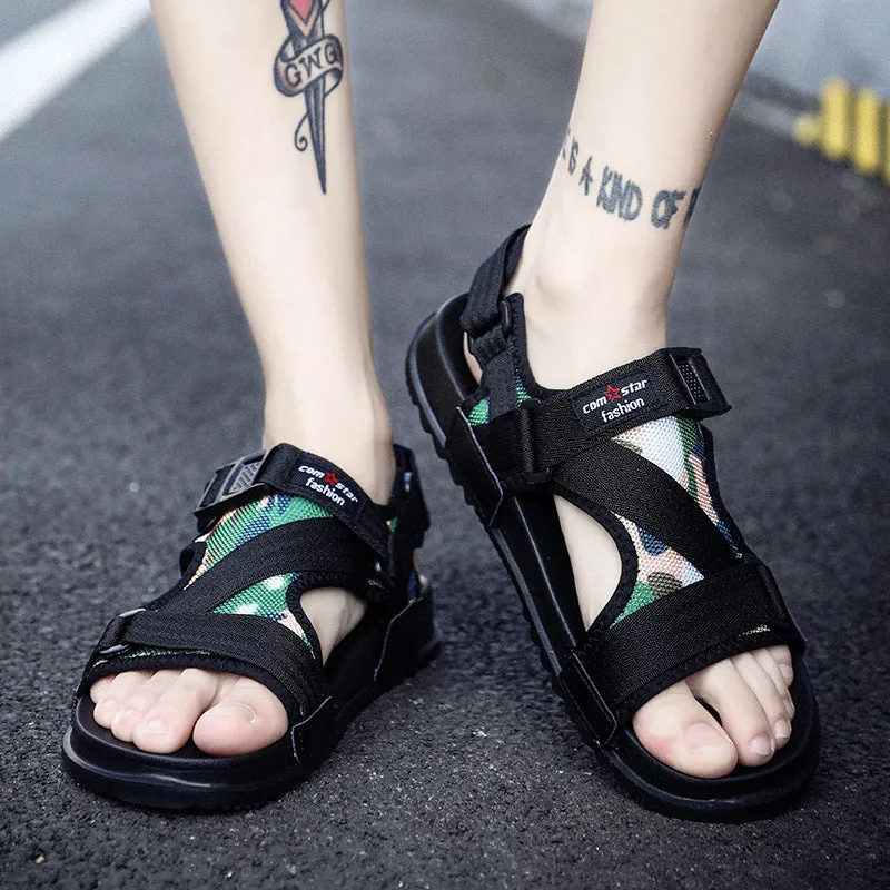 Summer new men's beach sandals Korean version of the wild buckle men's shoes