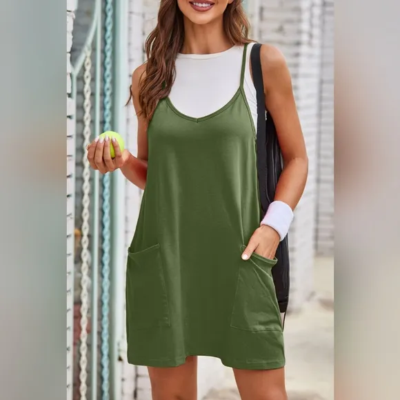 Sunny Day Cami Dress and Shorts Set - Mossy Green