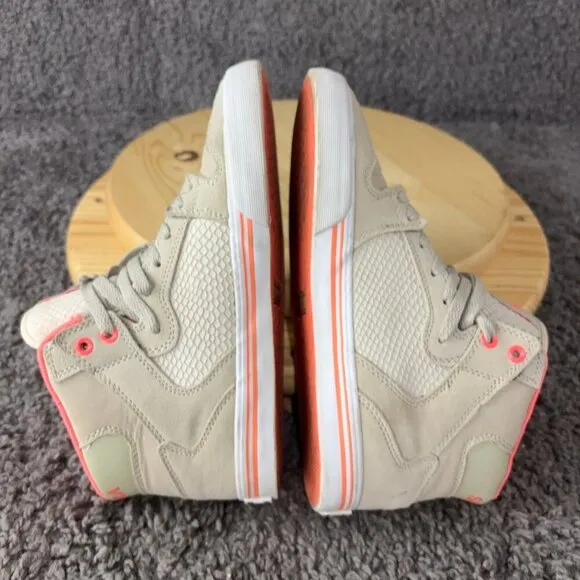 Supra Vaider Skate Sneakers Womens Size 8.5 Tan Coral High Top Suede Faux Snake