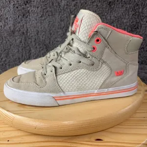Supra Vaider Skate Sneakers Womens Size 8.5 Tan Coral High Top Suede Faux Snake