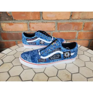Sz 11.5 NEW Vans Cobra Kai Eagle Fang Old Skool Skate Shoes Mens Denim Blue