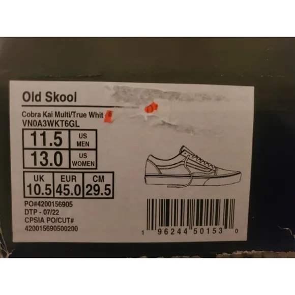 Sz 11.5 NEW Vans Cobra Kai Eagle Fang Old Skool Skate Shoes Mens Denim Blue