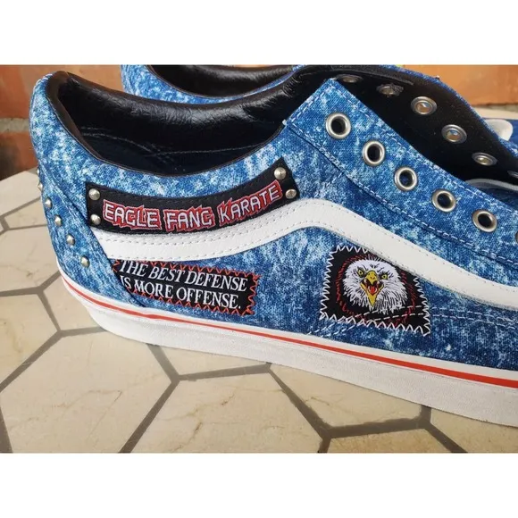 Sz 11.5 NEW Vans Cobra Kai Eagle Fang Old Skool Skate Shoes Mens Denim Blue