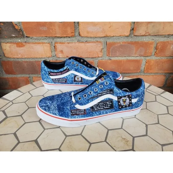 Sz 11.5 NEW Vans Cobra Kai Eagle Fang Old Skool Skate Shoes Mens Denim Blue