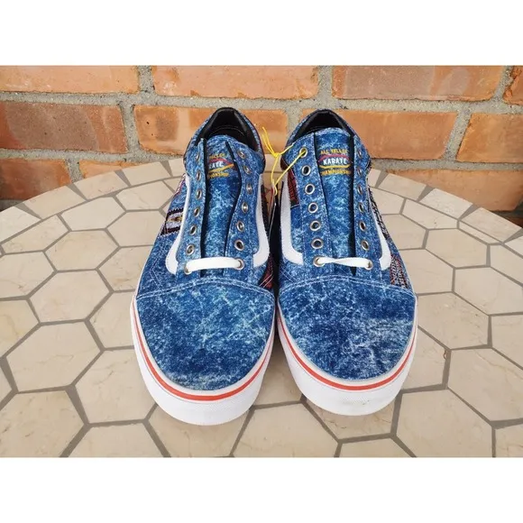 Sz 11.5 NEW Vans Cobra Kai Eagle Fang Old Skool Skate Shoes Mens Denim Blue