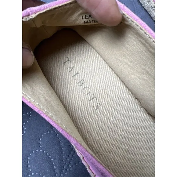 TALBOTS IZZY KNOT ESPADRILLES PINK SUEDE LEATHER SHOES FLATS SZ 8M COMFORT CHIC