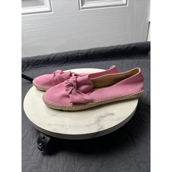 TALBOTS IZZY KNOT ESPADRILLES PINK SUEDE LEATHER SHOES FLATS SZ 8M COMFORT CHIC