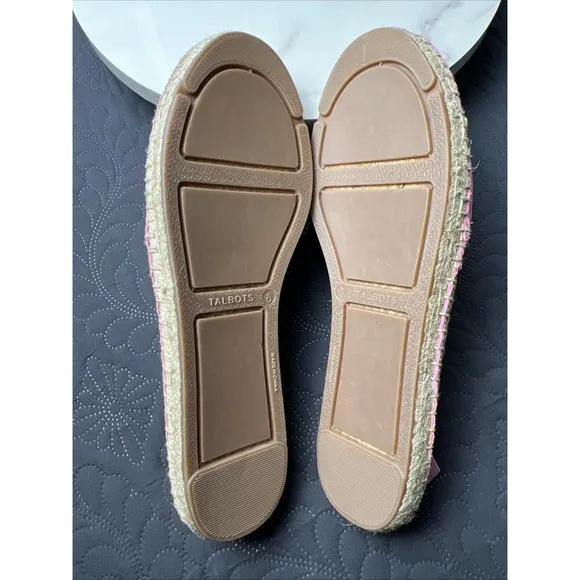 TALBOTS IZZY KNOT ESPADRILLES PINK SUEDE LEATHER SHOES FLATS SZ 8M COMFORT CHIC