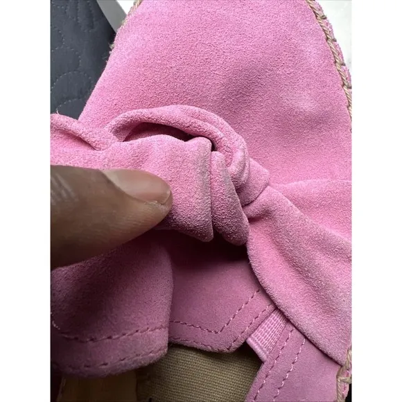 TALBOTS IZZY KNOT ESPADRILLES PINK SUEDE LEATHER SHOES FLATS SZ 8M COMFORT CHIC