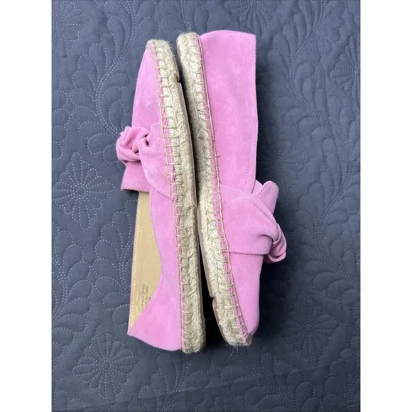 TALBOTS IZZY KNOT ESPADRILLES PINK SUEDE LEATHER SHOES FLATS SZ 8M COMFORT CHIC