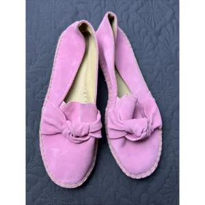 TALBOTS IZZY KNOT ESPADRILLES PINK SUEDE LEATHER SHOES FLATS SZ 8M COMFORT CHIC