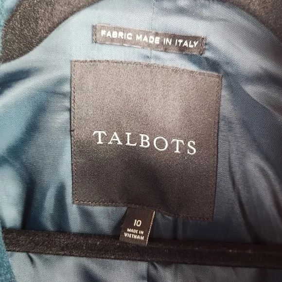 Talbots Sweater Sleeve Wool Removable Faux Fur Hooded Parka Jacket Deep Green 10