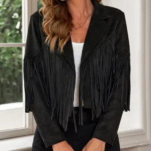 Tassel Tango Cropped Jacket - Black