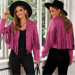 Tassel Tango Cropped Jacket - Fuchsia
