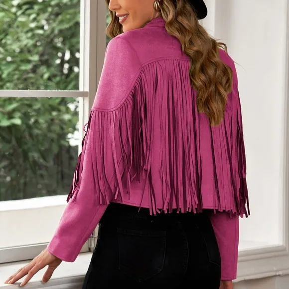 Tassel Tango Cropped Jacket - Fuchsia