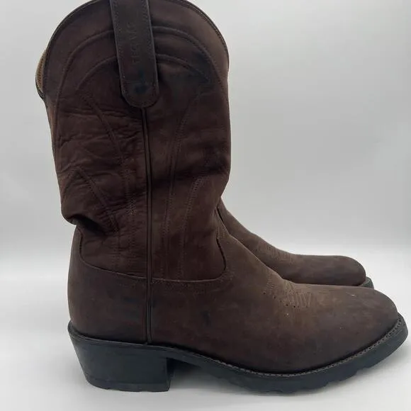 Tecovas Ranch Wear Brown Leather Western Cowboy Work Boots Mens 11.5 D Vibram