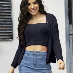 Tender Touch Cropped Cami Set - Black