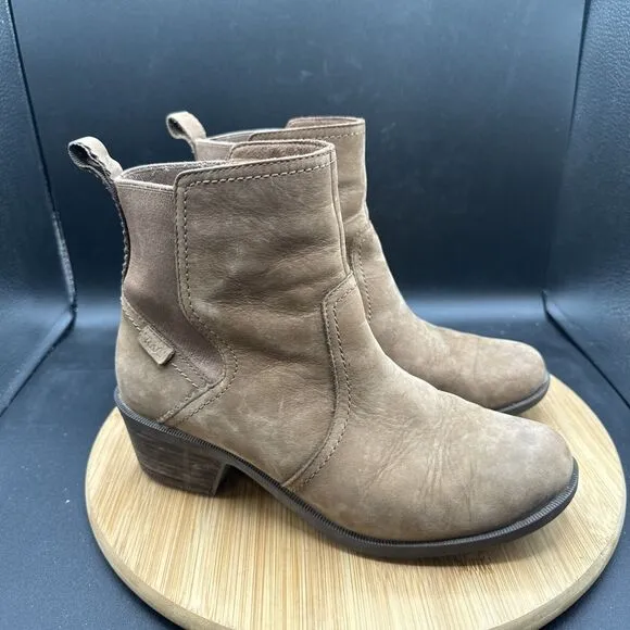 TEVA Anaya Chelsea Womens Size 9 Booties Brown Solid Round Toe Waterproof Boots