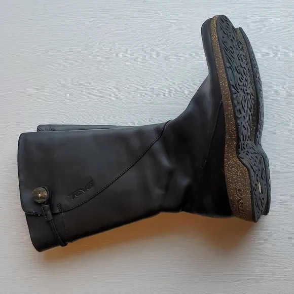 Teva Black Leather Montecito Moto Boot 5
