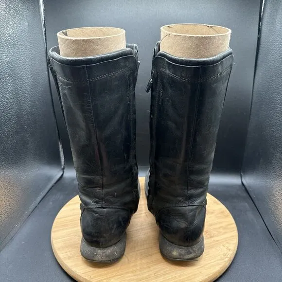 Teva Capistrano Women's Size 9.5 Zip Up Boots Black Waterproof Tall Leather Calf