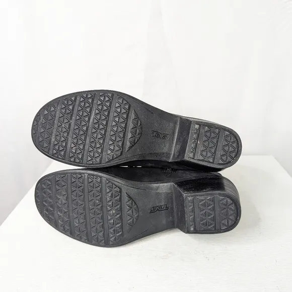 Teva Foxy Lace Up Heeled Leather Black Boots