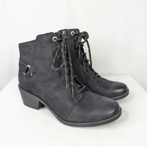 Teva Foxy Lace Up Heeled Leather Black Boots