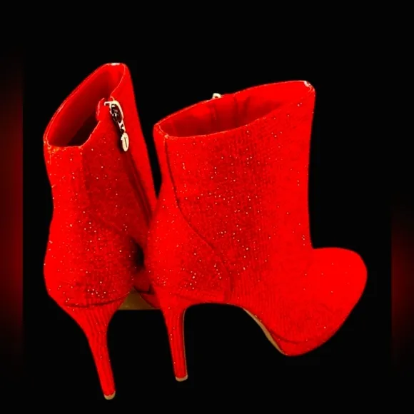 Thalia Sodi Women's Chiara Platform Booties W/Red Rhinestones. Sz 10 NIB