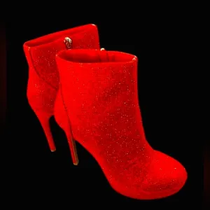 Thalia Sodi Women's Chiara Platform Booties W/Red Rhinestones. Sz 10 NIB